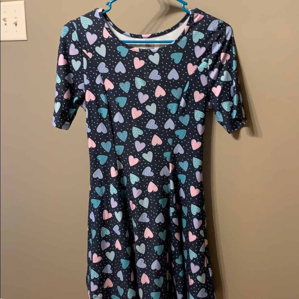 Kid's navy blue dress with hearts